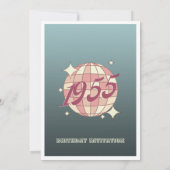 1955 70ste verjaardag retro blauw Uitnodiging (Achterkant)