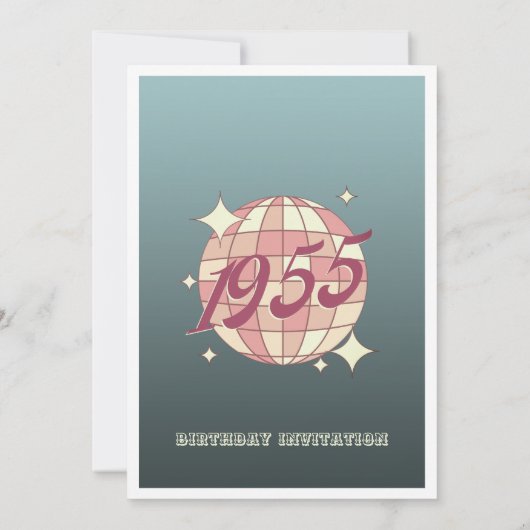  1955 70ste verjaardag retro blauw Uitnodiging (Achterkant)