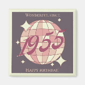  1955 70ste verjaardag retro paarse magneet (Voorkant)