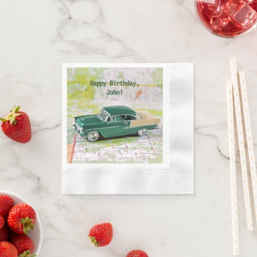 1955 Auto op de routekaart Servetten (Insitu)