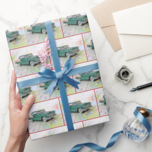 1955 auto op de wegenkaart cadeaupapier