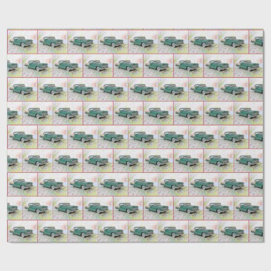 1955 auto op de wegenkaart cadeaupapier (Vlak)