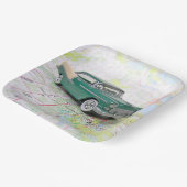 1955 auto op de wegenkaart papieren bordje (Gebogen)