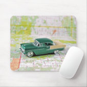 1955 auto op een routekaart muismat (Met muis)