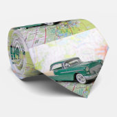 1955 auto op een routekaart stropdas (Opgerold)