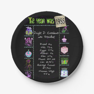 1955 Birthday Trivia Facts Paper Bord