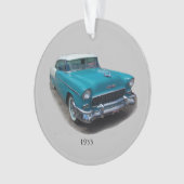 1955 blauw en wit klassiek ornament met acryl auto (voorkant)