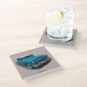 1955 Blauw/White Bel Air glazen onderzetter (Schuin)