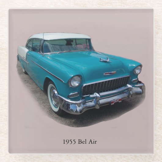 1955 Blauw/White Bel Air glazen onderzetter (Voorkant)