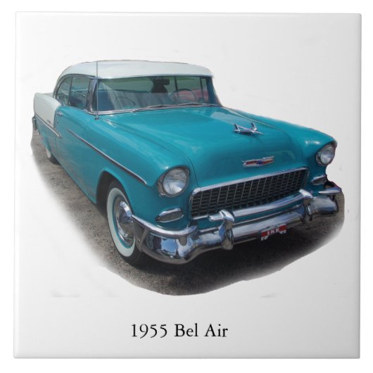 1955 Blauw/White Bel Air tegels Tegeltje (Voorkant)