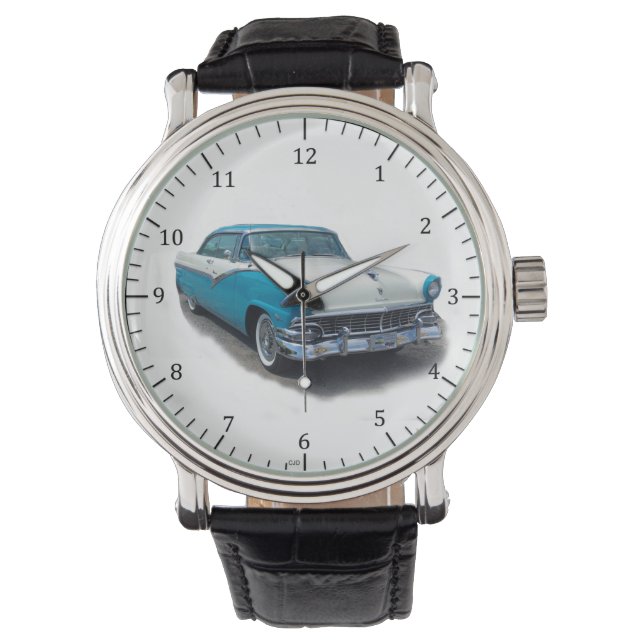 1955: blauw/wit Fairlane horloge (Voorkant)