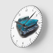 1955 Blauwe en witte klassieke autoklok Ronde Klok (Hoek)