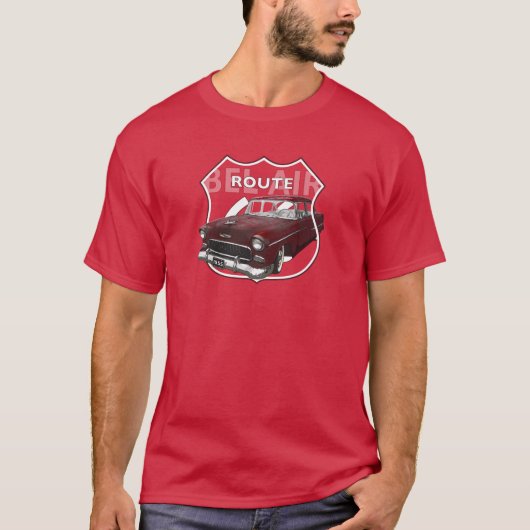 1955 Chevrolet Bel Air. 55 Rode Chevy. Amerikaans. T-shirt (Voorkant)
