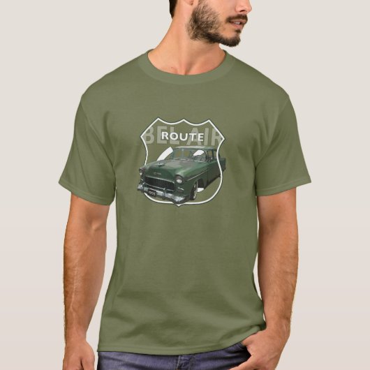 1955 Chevrolet Bel Air. Groene Chevy 55. Amerikaan T-shirt (Voorkant)