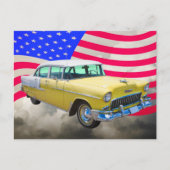 1955 Chevrolet Bel Air met Amerikaanse vlag Briefkaart (Voorkant)