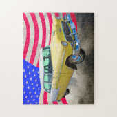 1955 Chevrolet Bel Air met Amerikaanse vlag Legpuzzel (Verticaal)