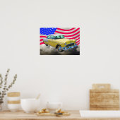1955 Chevrolet Bel Air met Amerikaanse vlag Poster (Keuken)