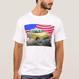1955 Chevrolet Bel Air met Amerikaanse vlag T-shirt