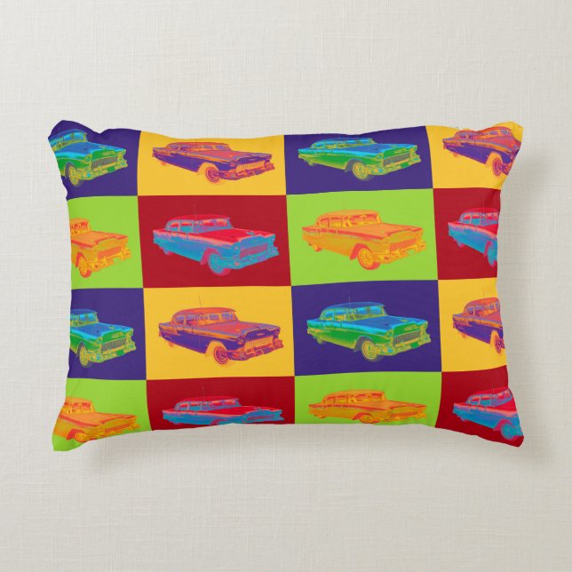 1955 Chevrolet Bel Air Pop Art Accent Kussen (Voorkant)