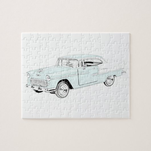 1955 Chevy Bel Air Blue en White Two Tone Legpuzzel (Horizontaal)