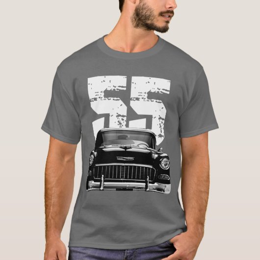 1955 Chevy Bel Air Front Grill Uitzicht met wit ja T-shirt (Voorkant)