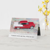 1955 Chevy Car Op Road Map voor Pensioen Kaart (Gele Bloem)