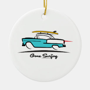1955 Chevy Hardtop Coupe Surfing Keramisch Ornament