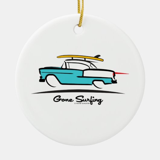 1955 Chevy Hardtop Coupe Surfing Keramisch Ornament (Voorkant)