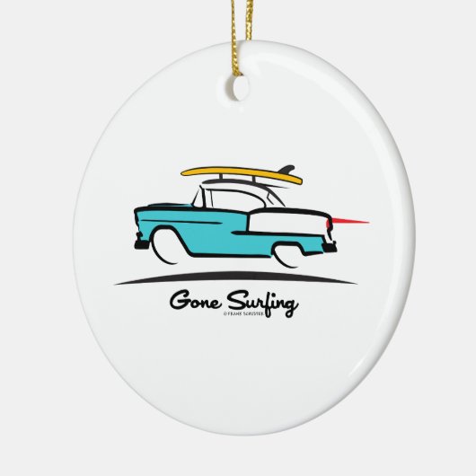 1955 Chevy Hardtop Coupe Surfing Keramisch Ornament (Links)