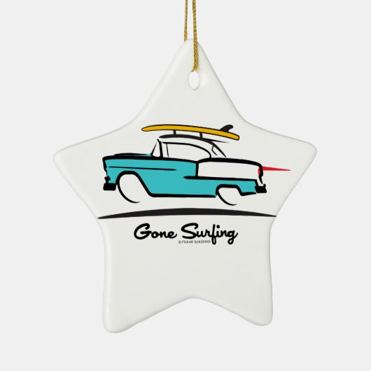 1955 Chevy Hardtop Coupe Surfing Keramisch Ornament (Rechts)