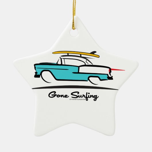 1955 Chevy Hardtop Coupe Surfing Keramisch Ornament (Voorkant)