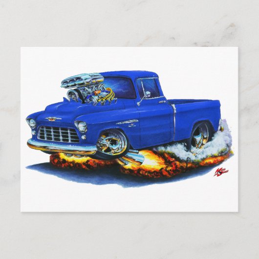 1955 Chevy Pickup Blue Truck Briefkaart (Voorkant)