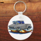 1955 Chevy Stepside Pickup Grey Truck Sleutelhanger (Voorkant)