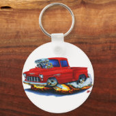 1955 Chevy Stepside Pickup Red Truck Sleutelhanger (Voorkant)