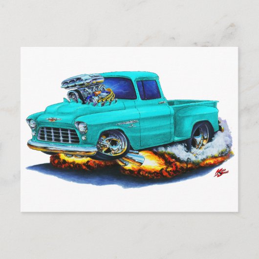 1955 Chevy Stepside Pickup Turquoise Truck Briefkaart (Voorkant)