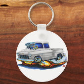 1955 Chevy Stepside Pickup White Truck Sleutelhanger (Voorkant)