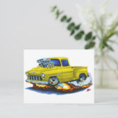 1955 Chevy Stepside Pickup Yellow Truck Briefkaart (Staand voorkant)
