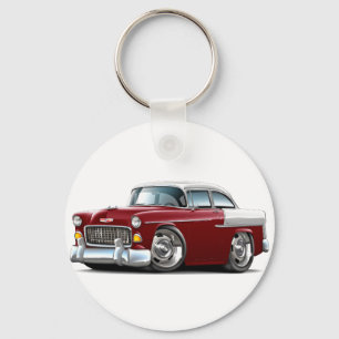 1955 de Auto van het kastanjebruin-Wit van Chevy Sleutelhanger