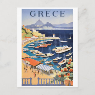 1955 Griekenland Athene Bay Castella Travel Poster Briefkaart