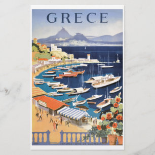1955 Griekenland Athene Bay Castella Travel Poster Briefpapier