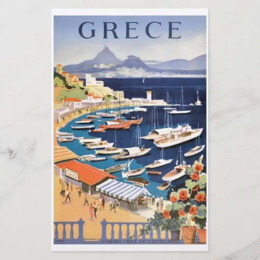 1955 Griekenland Athene Bay Castella Travel Poster Briefpapier (Voorkant)