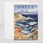 1955 Griekenland Athene Bay Castella Travel Poster Briefpapier (Voorkant / Achterkant)