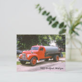 1955 Hartford Michigan Antiek Red Fire Truck Briefkaart (Staand voorkant)