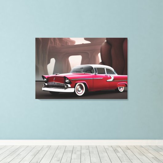 1955 Klassieke autocanvas afdrukken (Insitu (Houten vloer))