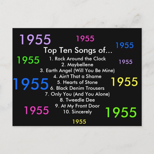 1955 liedjes briefkaart (Voorkant)
