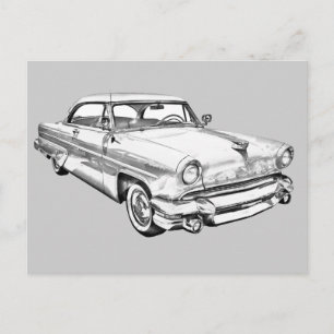 1955 Lincoln Capri Luxury Car Illustration Briefkaart