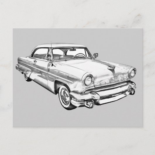 1955 Lincoln Capri Luxury Car Illustration Briefkaart (Voorkant)