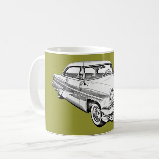 1955 Lincoln Capri Luxury Car Illustration Koffiemok (Voorkant links)