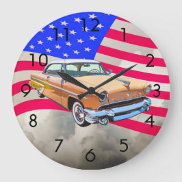 1955 Lincoln Capri Met Amerikaanse Vlag Grote Klok