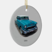 1955 ornament met blauwe en witte klassieke auto (Rechts)